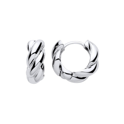 Silver  Luminous Helix Sculptural Braid Ribbon Twist Hoop Earrings - ER217