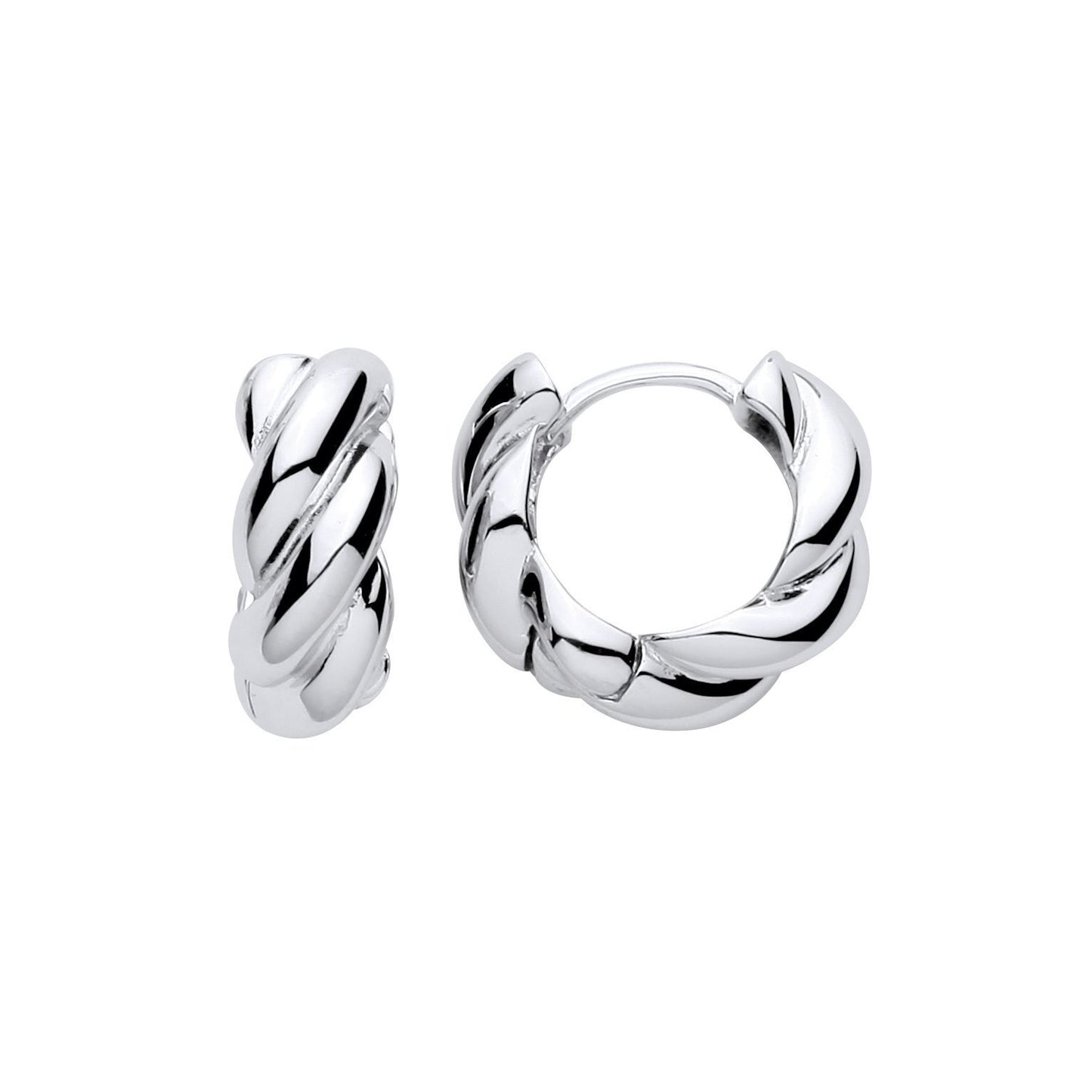 Silver  Luminous Helix Sculptural Braid Ribbon Twist Hoop Earrings - ER217