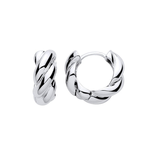 Silver  Luminous Helix Sculptural Braid Ribbon Twist Hoop Earrings - ER217