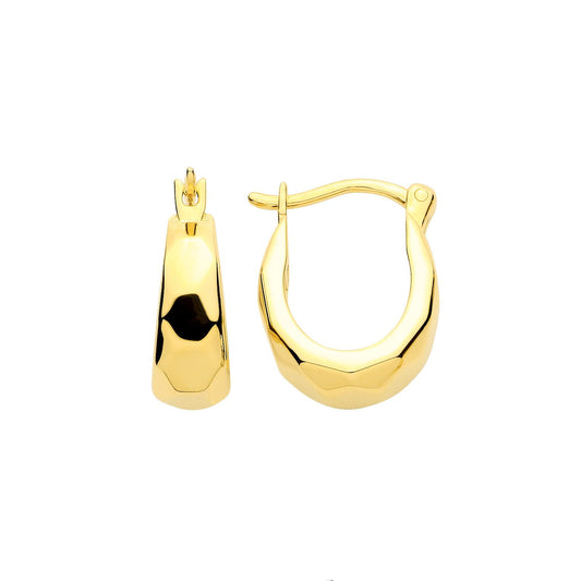 Gold Plated Silver Irregular Texture Huggie Oval Hoop Earrings - ER218
