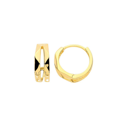 Gilded Silver  Faceted Split Band Huggie Hoop Earrings - ER219