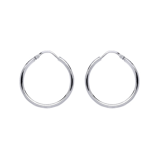 Silver  Polished Sleeper Hoop Earrings 22mm 1mm - ER22