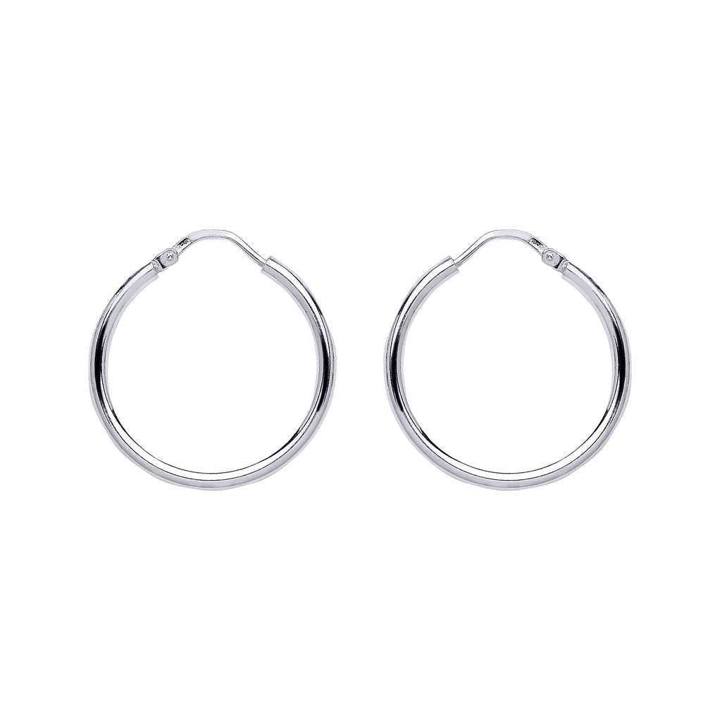 Silver  Polished Sleeper Hoop Earrings 22mm 1mm - ER22