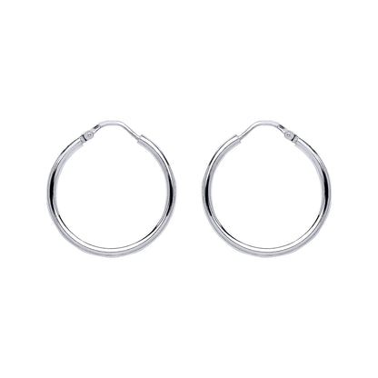 Silver  Polished Sleeper Hoop Earrings 22mm 1mm - ER22