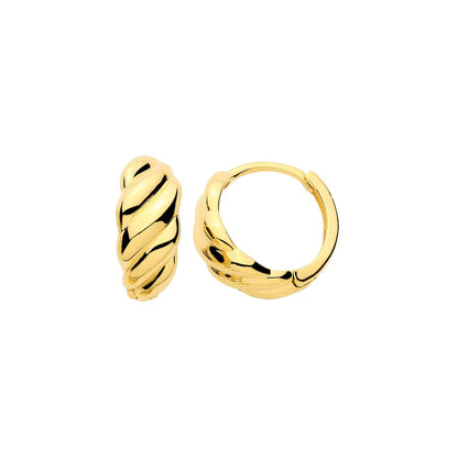 Gold Plated Sterling Silver Croissant Huggie Hoop Earrings - ER220