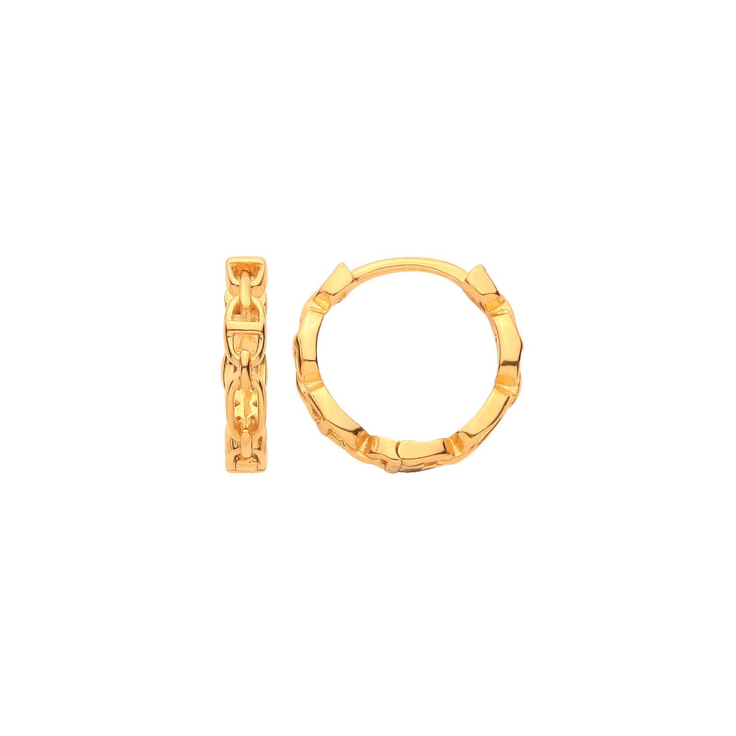 Gold Plated Sterling Silver Anchor Link Hoop Earrings - ER221