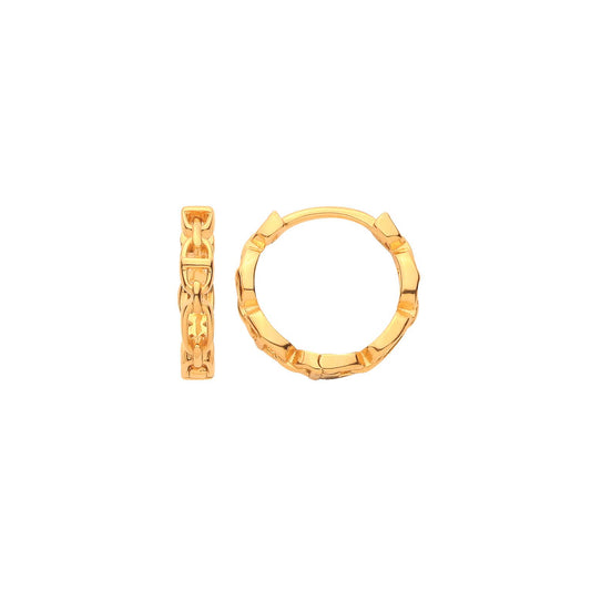 Gold Plated Sterling Silver Anchor Link Hoop Earrings - ER221