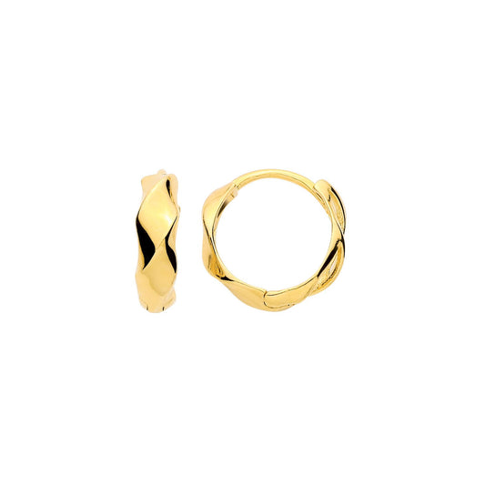 Gold Plated Sterling Silver Twist Huggie Earrings - ER224