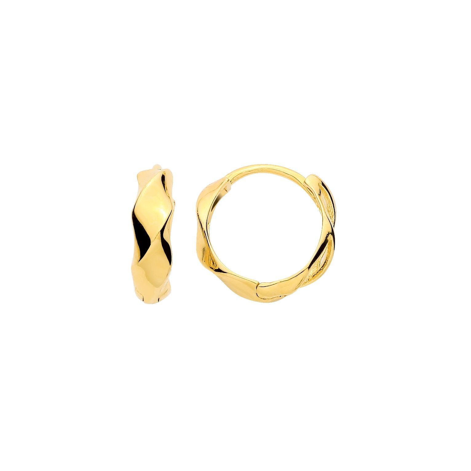 Gilded Silver  Twisted Ribbon Wave Huggie Hoop Earrings - ER224