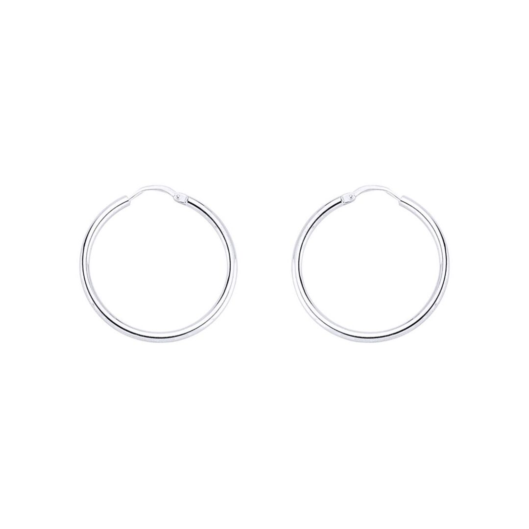 Silver  Sleeper Hoop Earrings 27mm 2mm - ER23