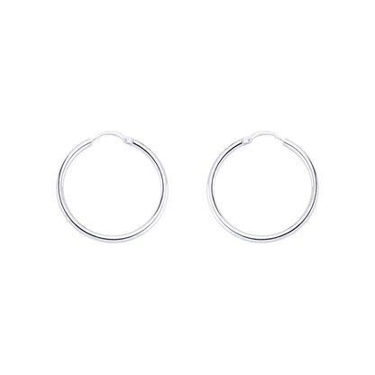 Silver  Sleeper Hoop Earrings 27mm 2mm - ER23