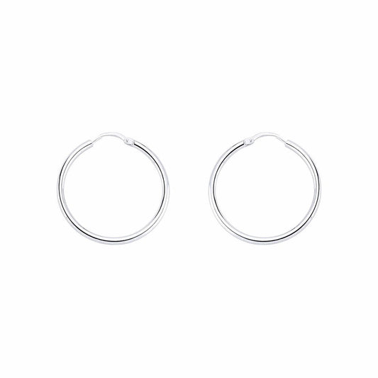 Silver  Sleeper Hoop Earrings 27mm 2mm - ER23
