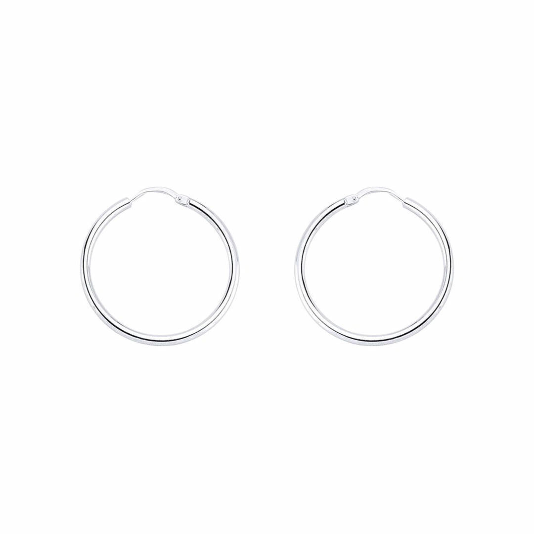 Silver  Sleeper Hoop Earrings 27mm 2mm - ER23