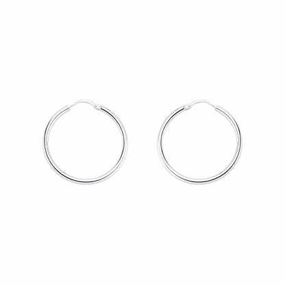 Silver  Sleeper Hoop Earrings 27mm 2mm - ER23