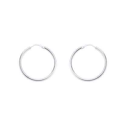 Silver  Sleeper Hoop Earrings 27mm 2mm - ER23