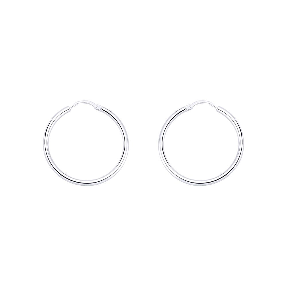 Silver  Sleeper Hoop Earrings 27mm 2mm - ER23