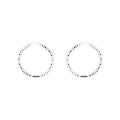 Silver  Sleeper Hoop Earrings 27mm 2mm - ER23