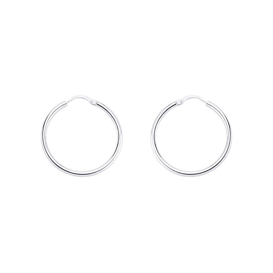 Silver  Sleeper Hoop Earrings 27mm 2mm - ER23