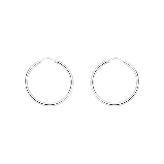 Silver  Sleeper Hoop Earrings 27mm 2mm - ER23