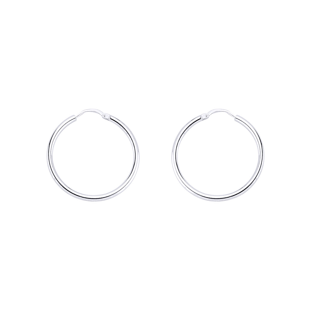 Silver  Sleeper Hoop Earrings 27mm 2mm - ER23