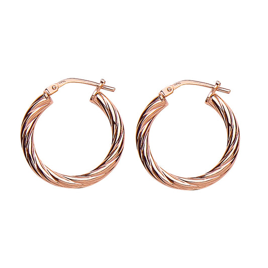 Rose Silver  Twisted Hoop Earrings 22mm 3mm - ER24ROSE