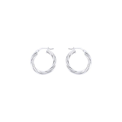 Silver  Twisted Hoop Earrings 16mm 3mm - ER24