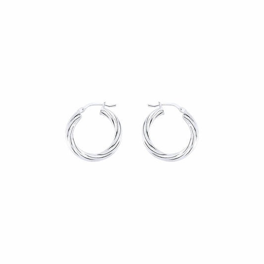 Silver  Twisted Hoop Earrings 16mm 3mm - ER24