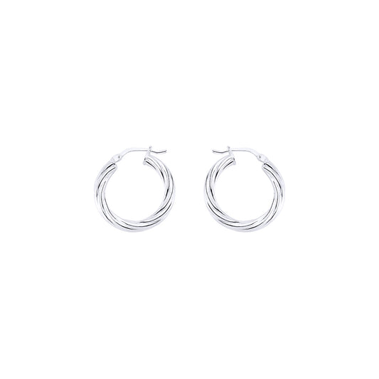 Silver  Twisted Hoop Earrings 16mm 3mm - ER24