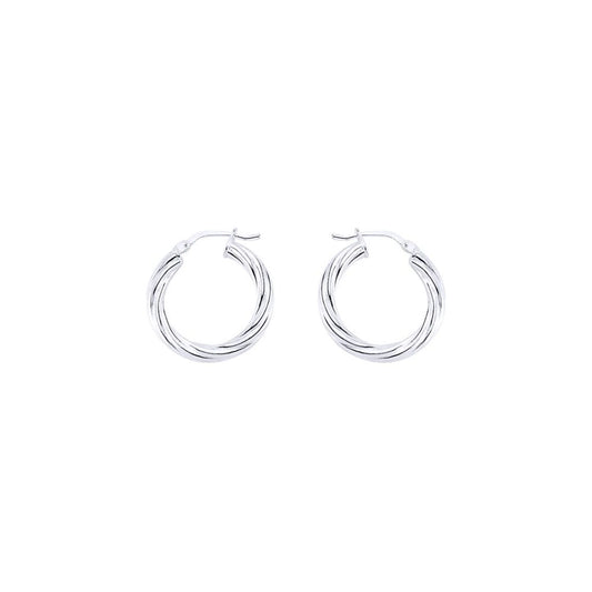 Silver Twisted Hoop Earrings 16mm 3mm - ER24