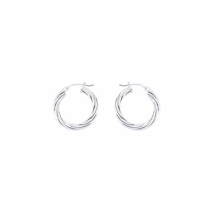 Silver  Twisted Hoop Earrings 16mm 3mm - ER24