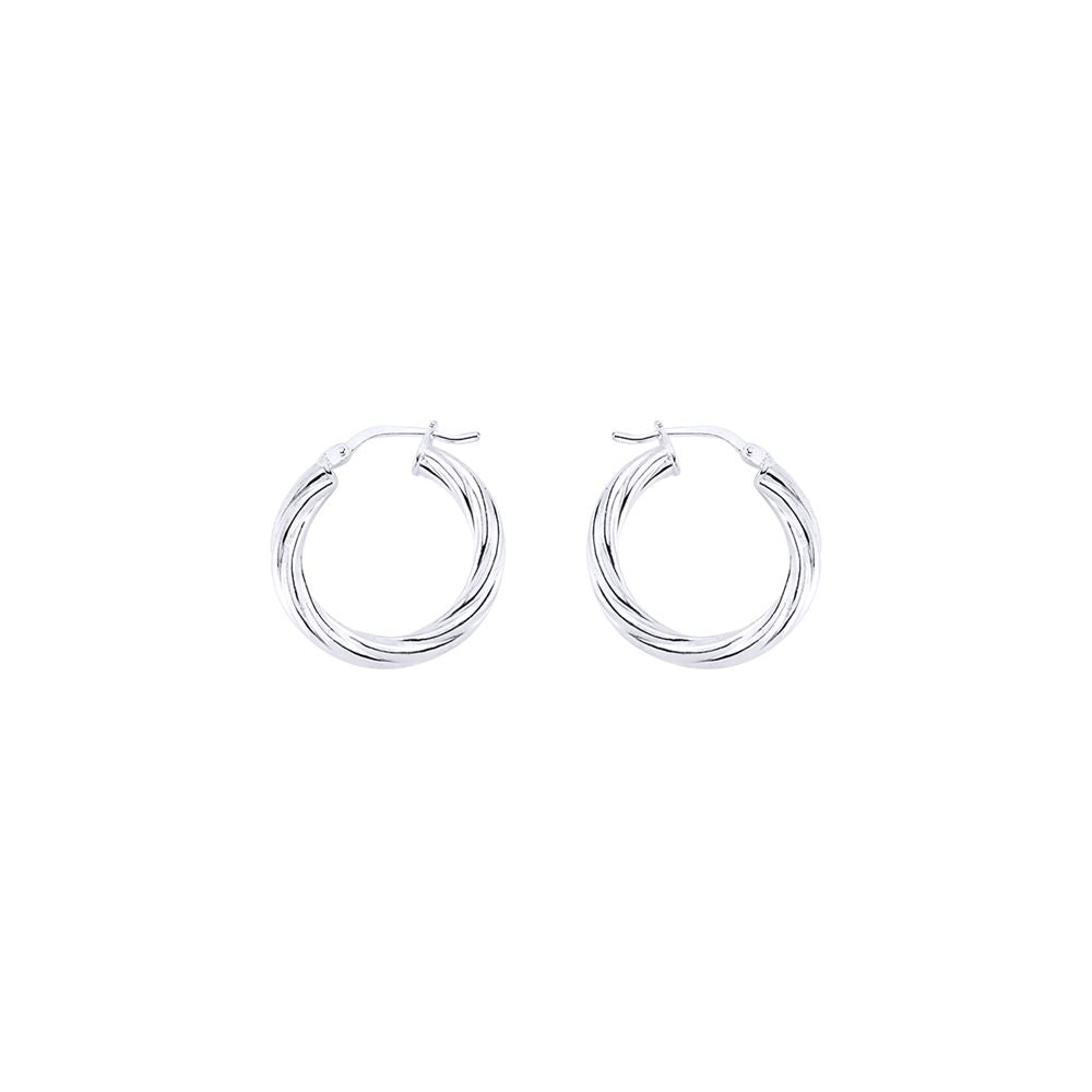 Silver  Twisted Hoop Earrings 16mm 3mm - ER24
