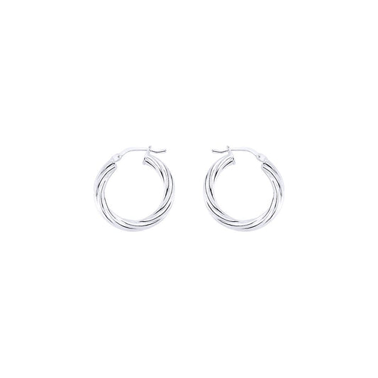 Silver  Twisted Hoop Earrings 16mm 3mm - ER24