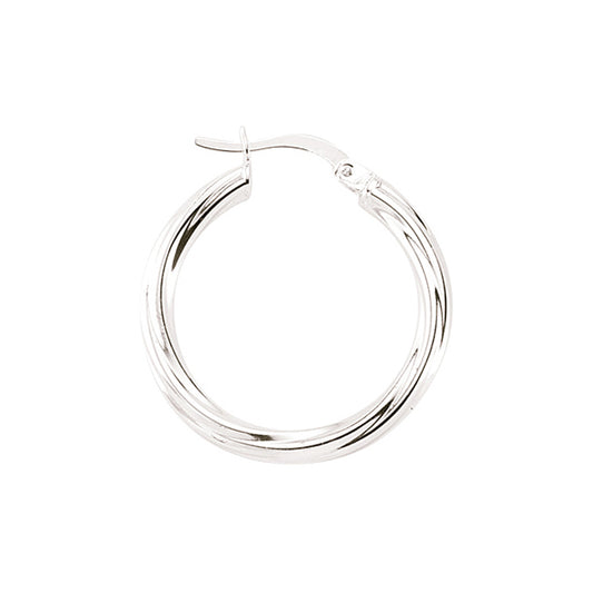 Silver  Twisted Hoop Earrings 22mm 3mm - ER25