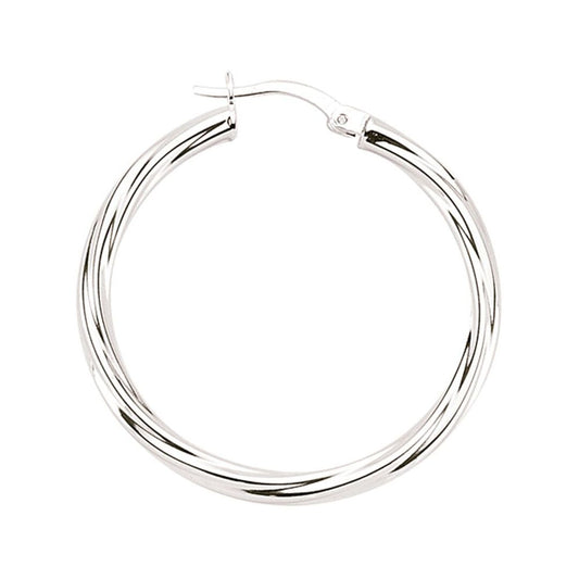 Silver Twisted Hoop Earrings 33mm 3mm - ER26