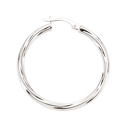 Silver  Twisted Hoop Earrings 33mm 3mm - ER26