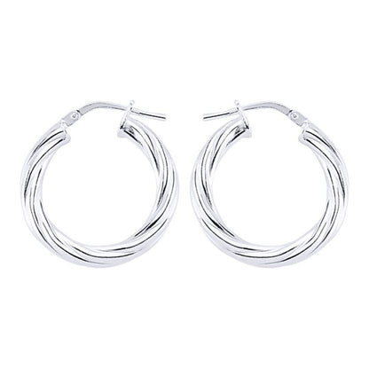 Silver  Twisted Hoop Earrings 16mm 3mm - ER33