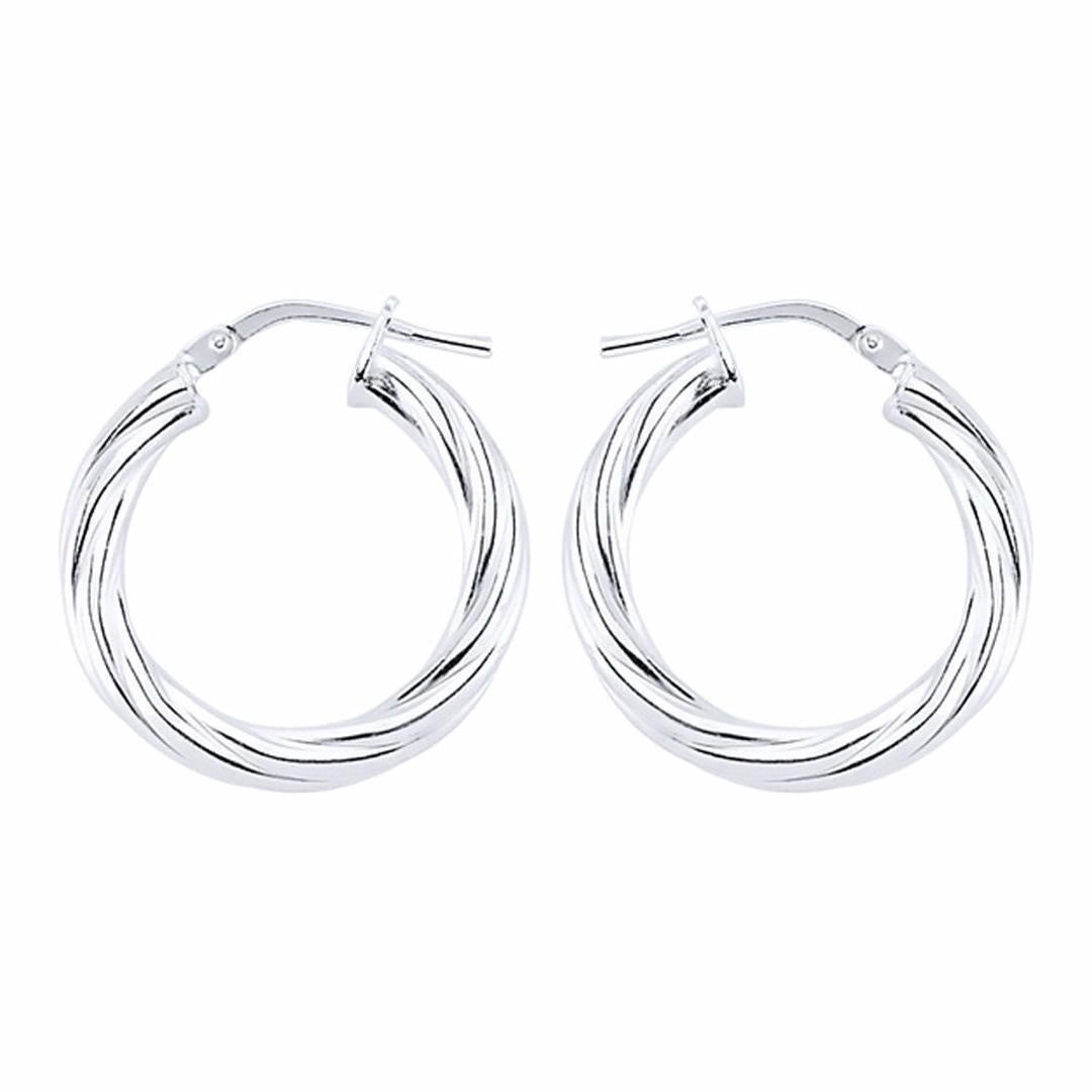 Silver  Twisted Hoop Earrings 16mm 3mm - ER33