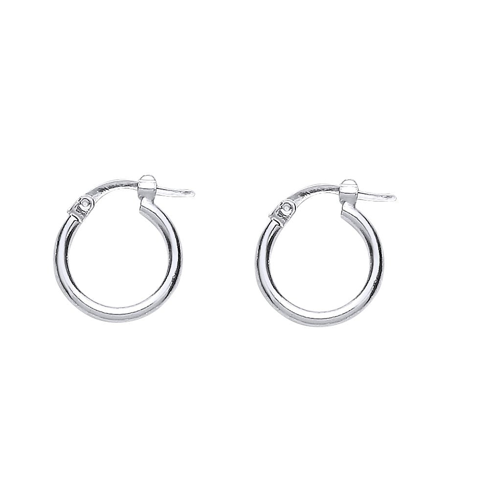 Silver  Round Tube Polished Hoop Earrings 15mm 1mm - ER34