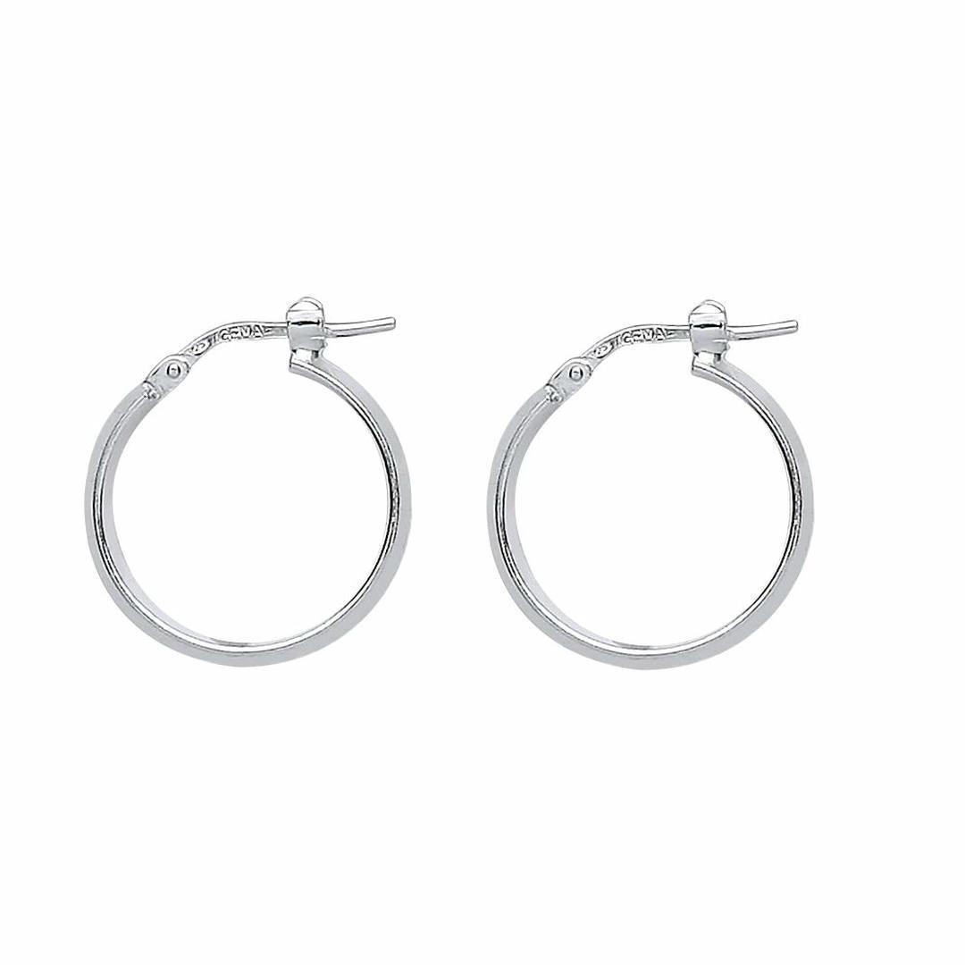 Silver  Round Tube Polished Hoop Earrings 19mm 1mm - ER35