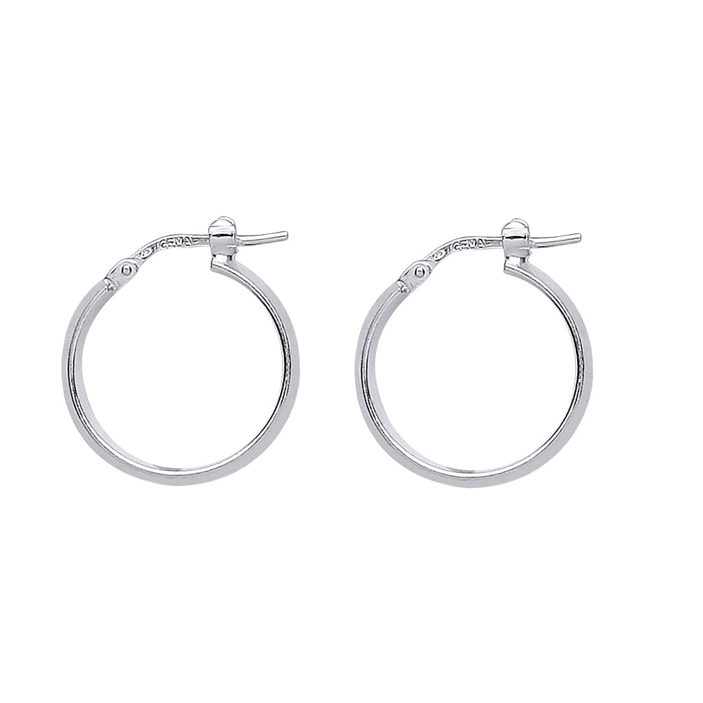 Silver  Round Tube Polished Hoop Earrings 19mm 1mm - ER35