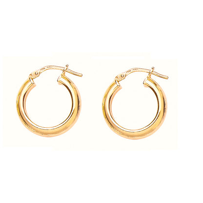 Gilded Silver  Round Tube Polished Hoop Earrings 18mm 2.5mm - ER37