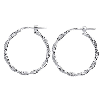 Silver  Platted Twisted Hoop Earrings 26mm 2mm - ER39