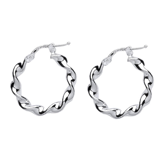 Silver  Candy Twist Hoop Earrings 23mm 3mm - ER43