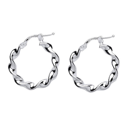 Silver  Candy Twist Hoop Earrings 23mm 3mm - ER43