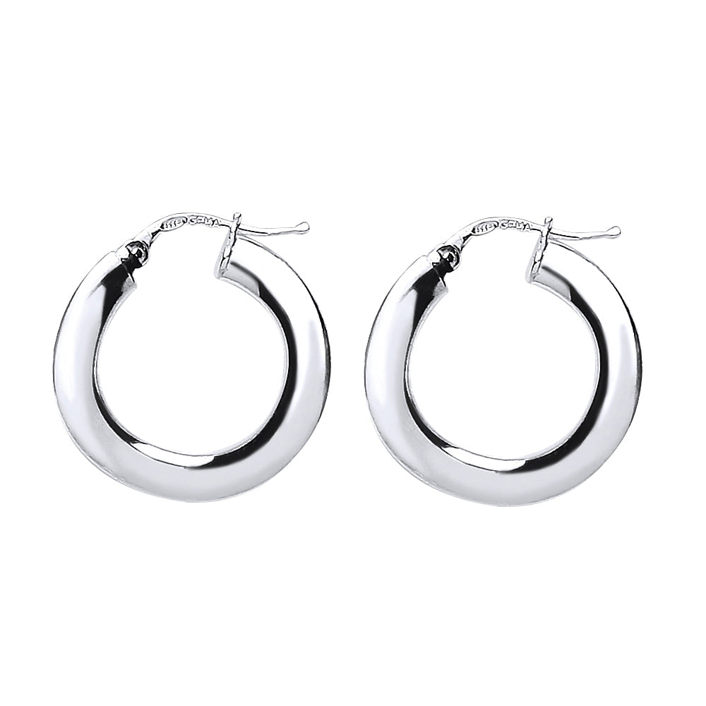 Silver  Square Tube Polished Hoop Earrings 22mm 4mm - ER44