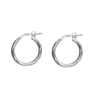 Silver  Twisted Hoop Earrings 18mm 2mm - ER45