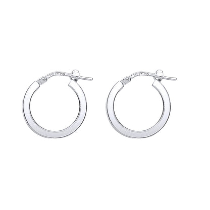 Silver  Square Tube Polished Hoop Earrings 17mm 2mm - ER47