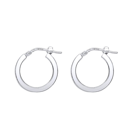 Silver  Square Tube Polished Hoop Earrings 17mm 2mm - ER47