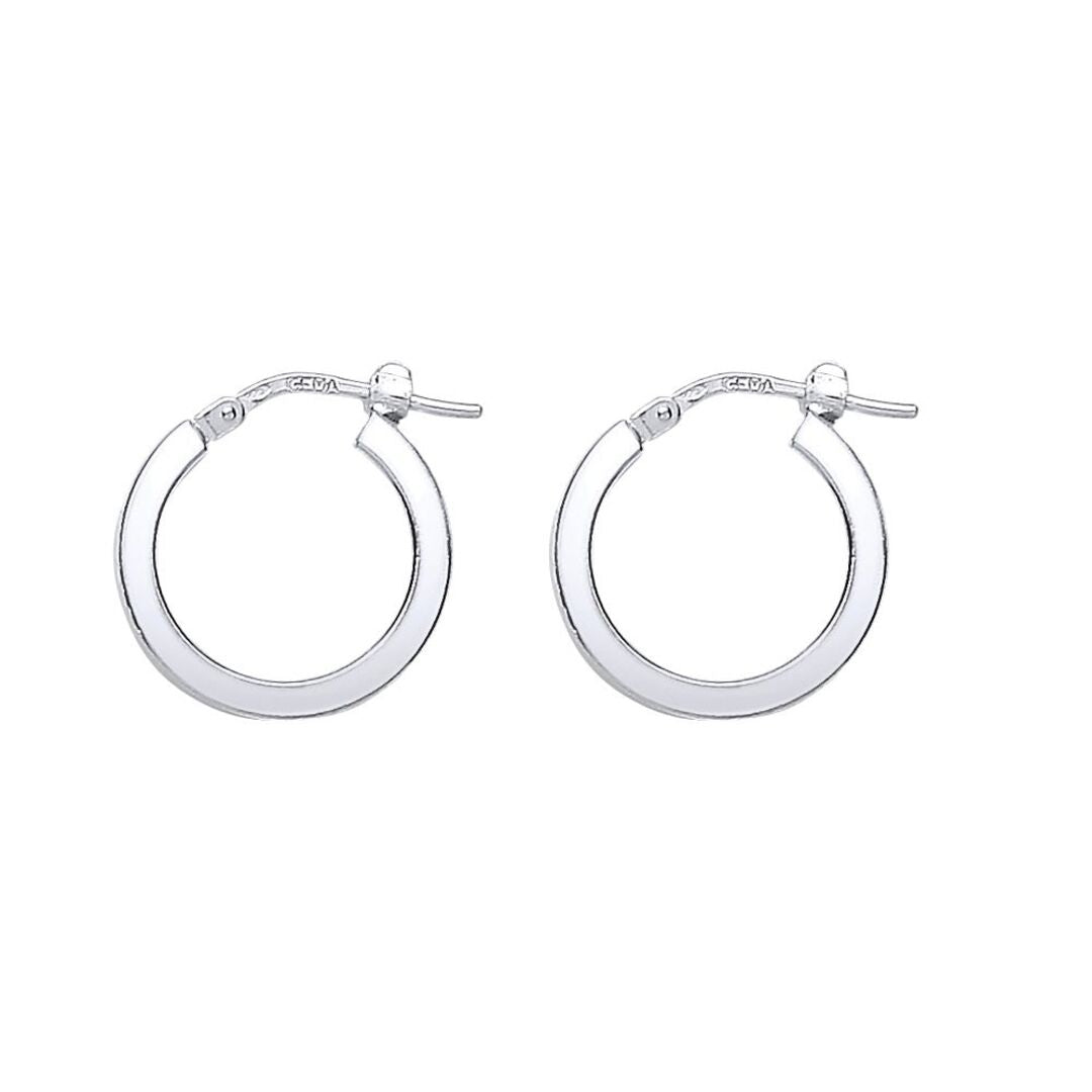Silver  Square Tube Polished Hoop Earrings 17mm 2mm - ER47