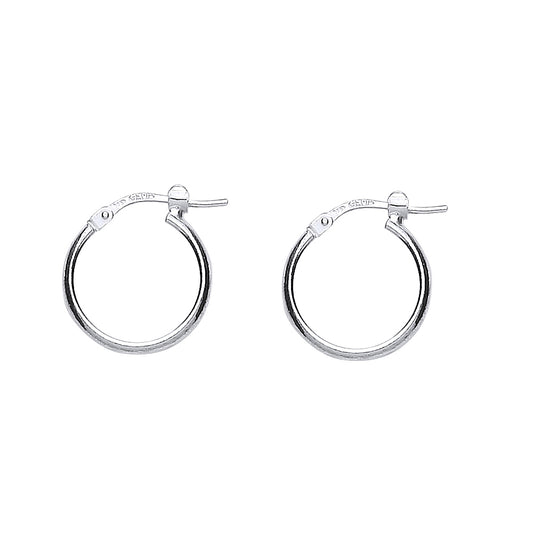 Silver  Round Tube Polished Hoop Earrings 15mm 1mm - ER48